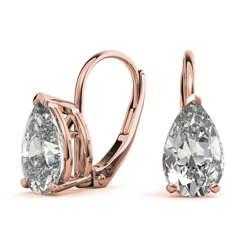 Pear Moissanite Basket Leverback Earrings