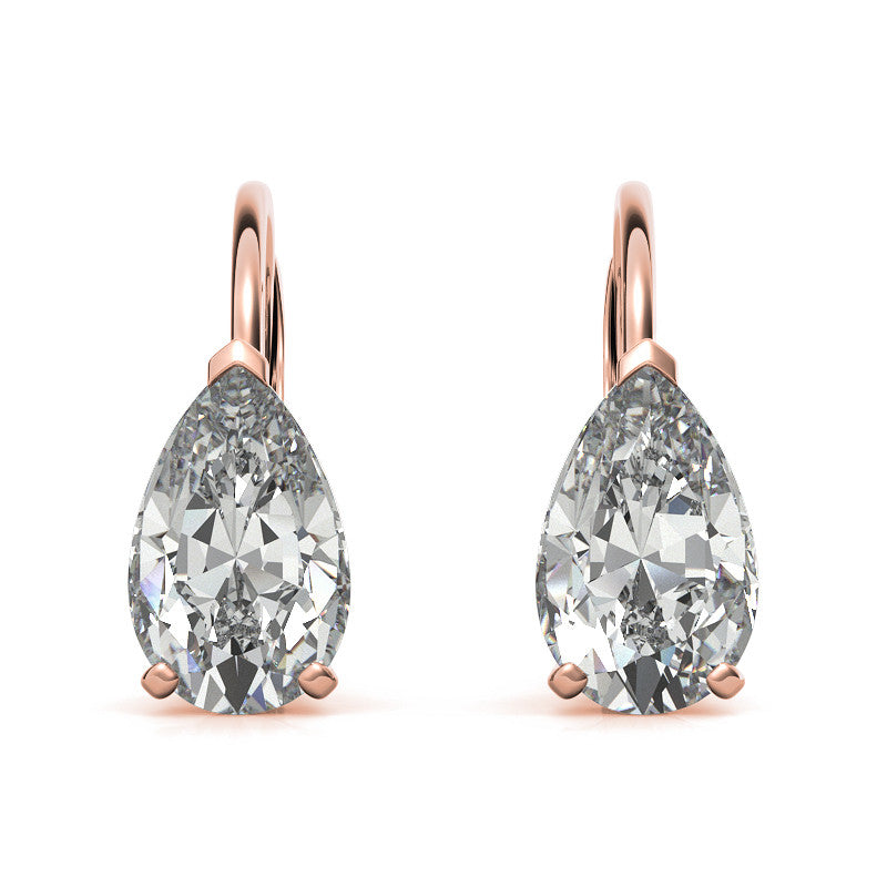 Pear Moissanite Basket Leverback Earrings