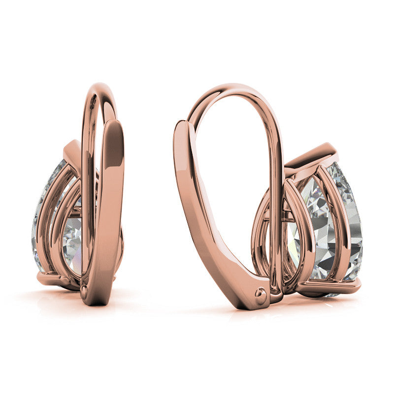 Pear Moissanite Basket Leverback Earrings