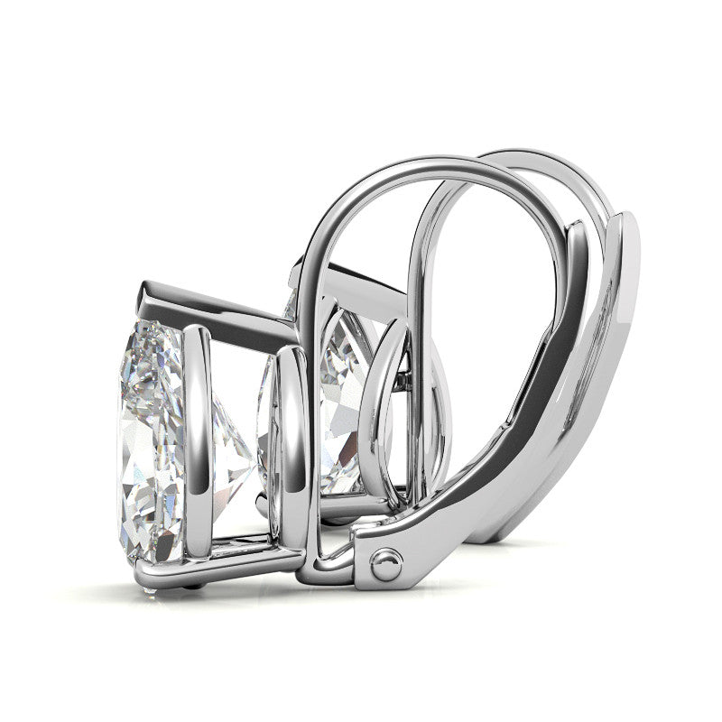 Pear Moissanite Basket Leverback Earrings