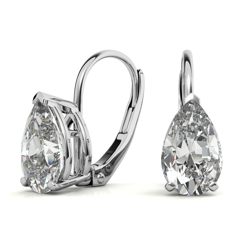 Pear Moissanite Basket Leverback Earrings