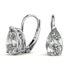 Pear Moissanite Basket Leverback Earrings