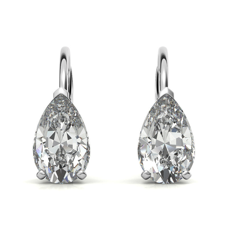 Pear Moissanite Basket Leverback Earrings