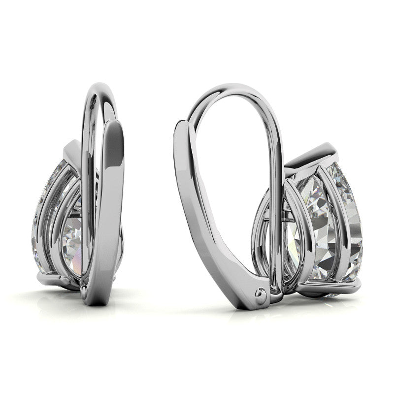 Pear Moissanite Basket Leverback Earrings