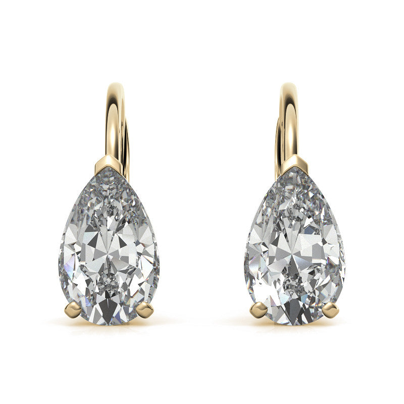 Pear Moissanite Basket Leverback Earrings