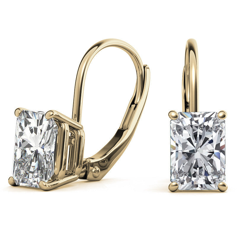 Emerald/Radiant Moissanite Basket Leverback Earrings