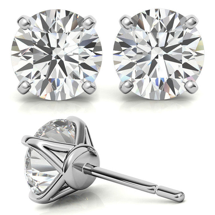 4-Prong Round Moissanite Stud Earrings