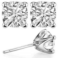 4-Prong Cushion Moissanite Stud Earrings