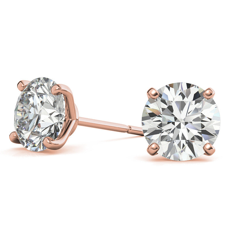 4-Prong Round Moissanite Stud Earrings
