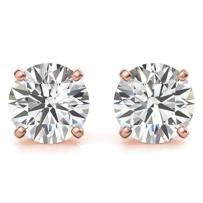 4-Prong Round Moissanite Stud Earrings