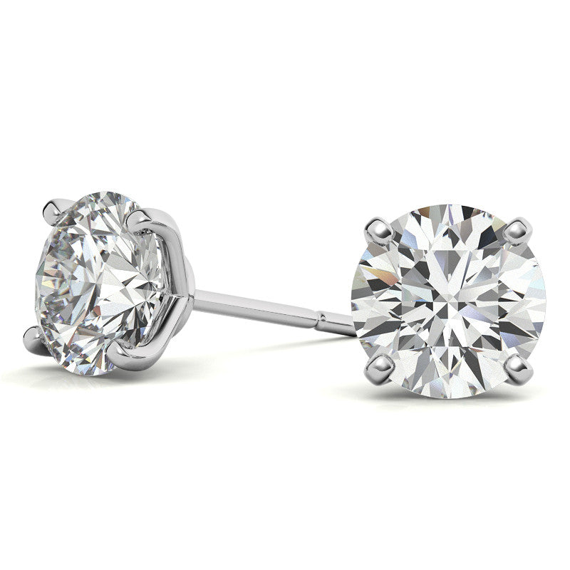 4-Prong Round Moissanite Stud Earrings