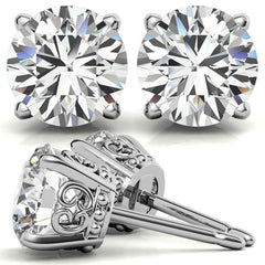 Scroll Butterfly Style Round Moissanite Stud Earrings