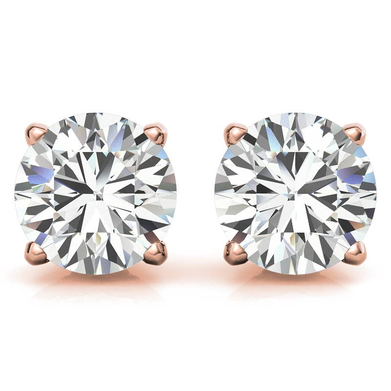 Scroll Butterfly Style Round Moissanite Stud Earrings