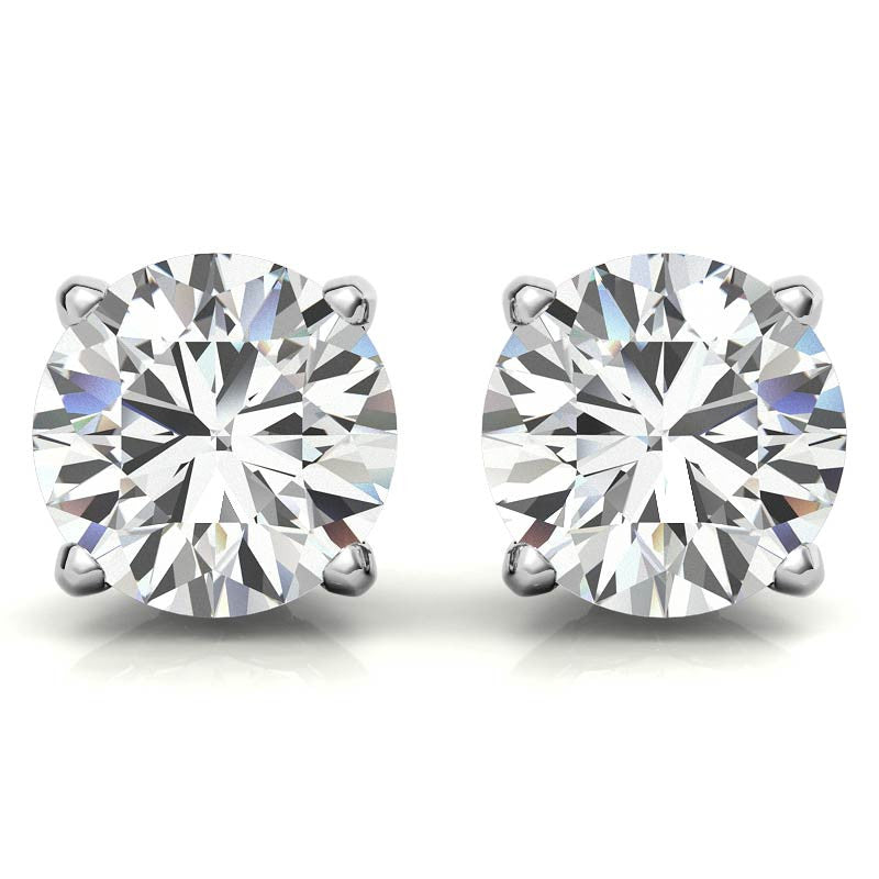 Scroll Butterfly Style Round Moissanite Stud Earrings