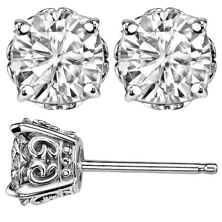 Scroll Butterfly Style Cushion Moissanite Stud Earrings