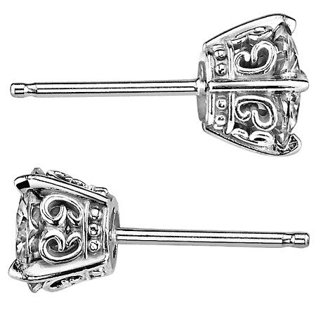 Scroll Butterfly Style Cushion Moissanite Stud Earrings