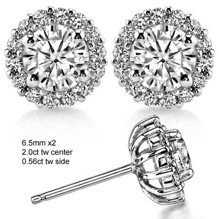 Round Moissanite Halo Earrings
