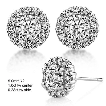 Round Moissanite Halo Earrings