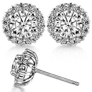 Round Moissanite Halo Earrings
