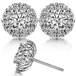 Round Moissanite Halo Earrings