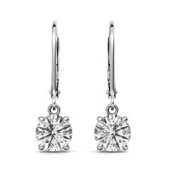 4-Prong Basket Round Moissanite Leverback Dangle Earrings