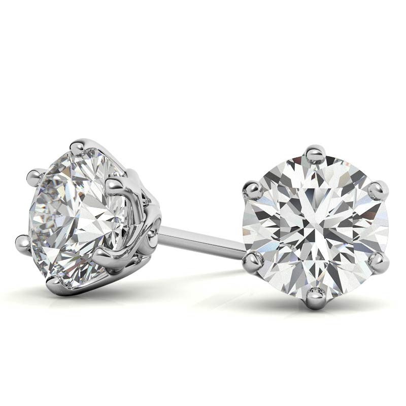 6-Prong Interwoven Crown Moissanite Stud Earrings