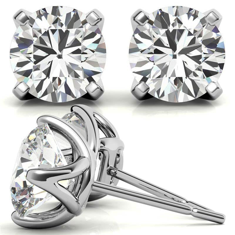 4 Prong Trellis Style Moissanite Stud Earrings