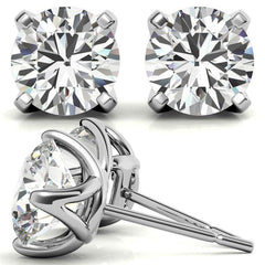 4 Prong Trellis Style Moissanite Stud Earrings