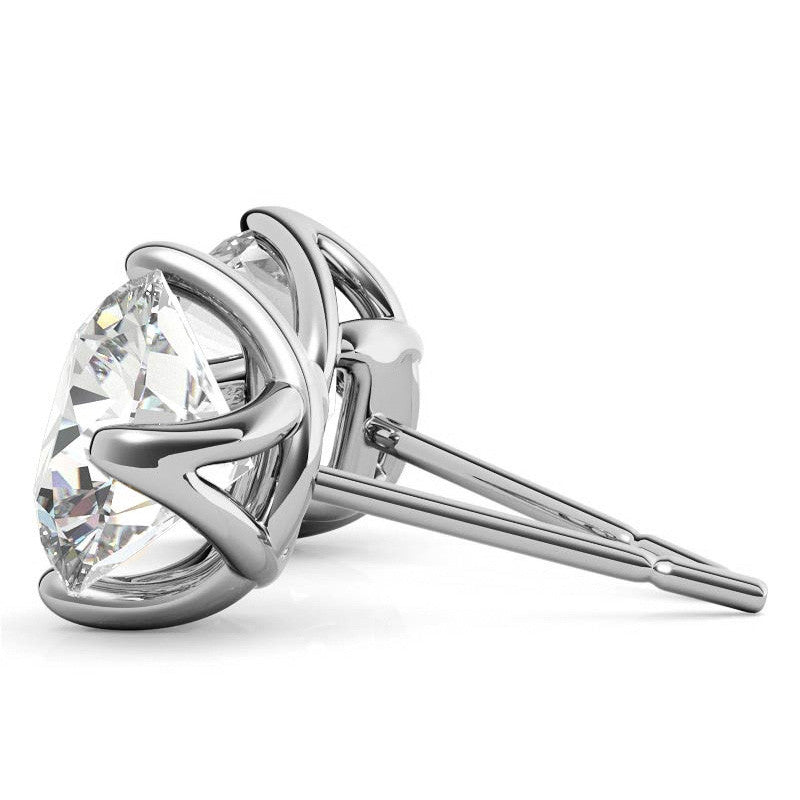 4 Prong Trellis Style Moissanite Stud Earrings