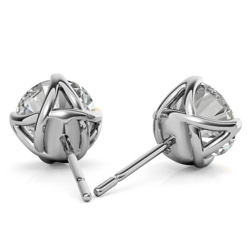 4 Prong Trellis Style Moissanite Stud Earrings