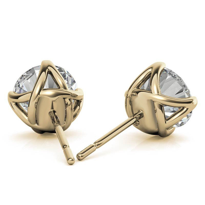 4 Prong Trellis Style Moissanite Stud Earrings