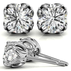 Double Prong Antique Round Moissanite Stud Earrings