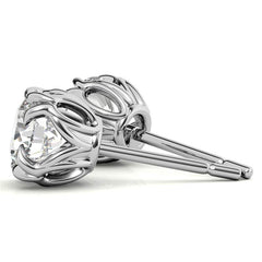 Double Prong Antique Round Moissanite Stud Earrings