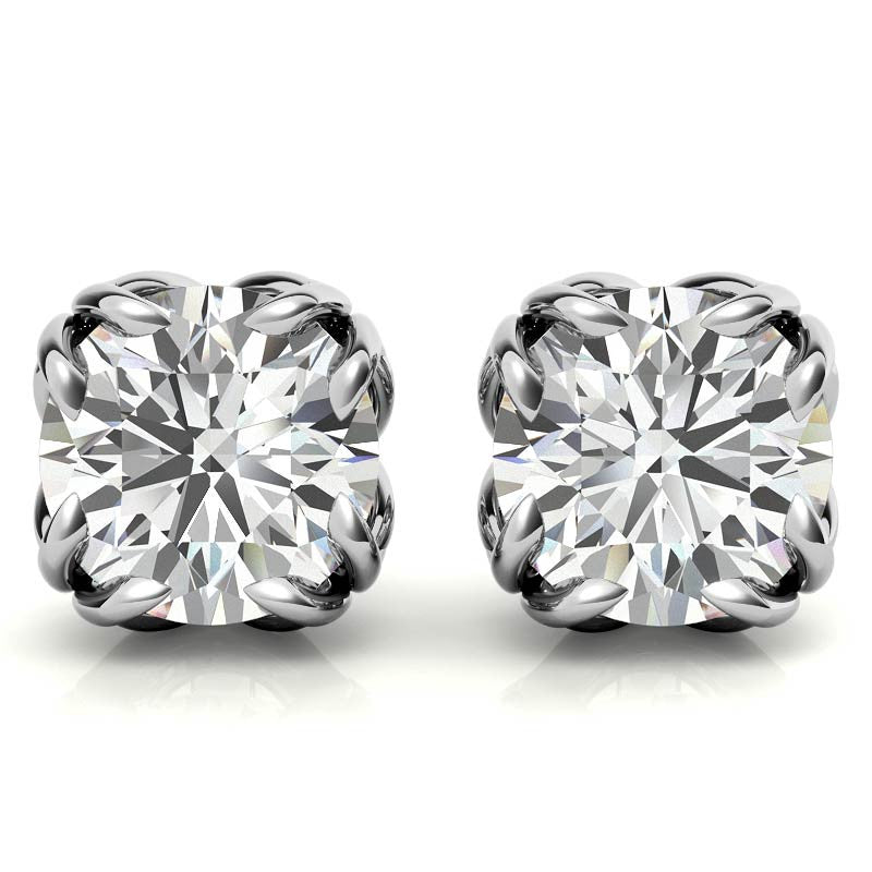 Double Prong Antique Round Moissanite Stud Earrings