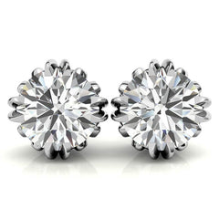Vintage Antique Double Prong Round Moissanite Stud Earrings