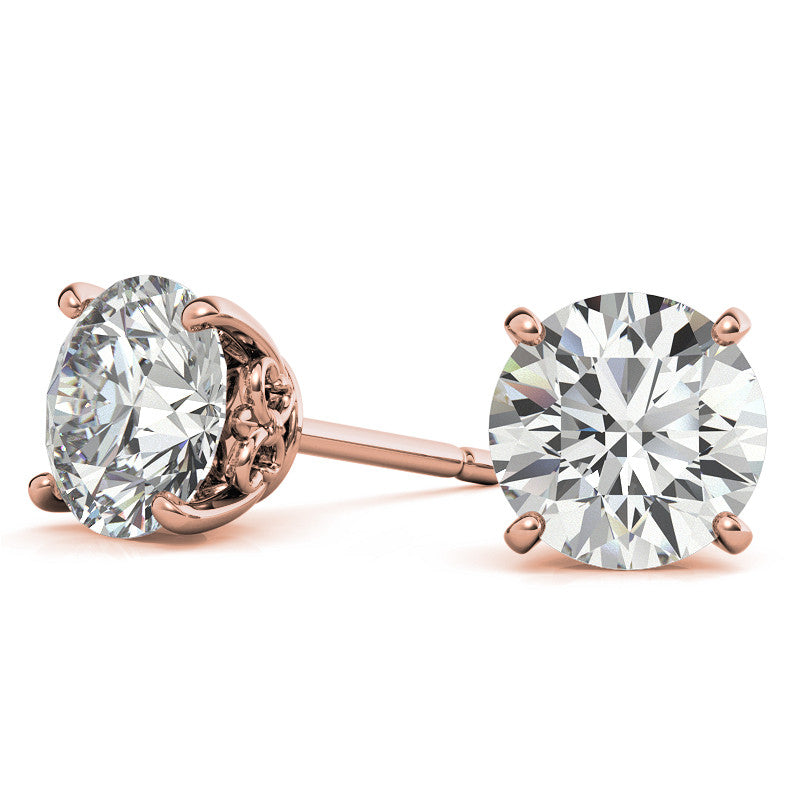 Fleur-de-lis Round Moissanite Stud Earrings