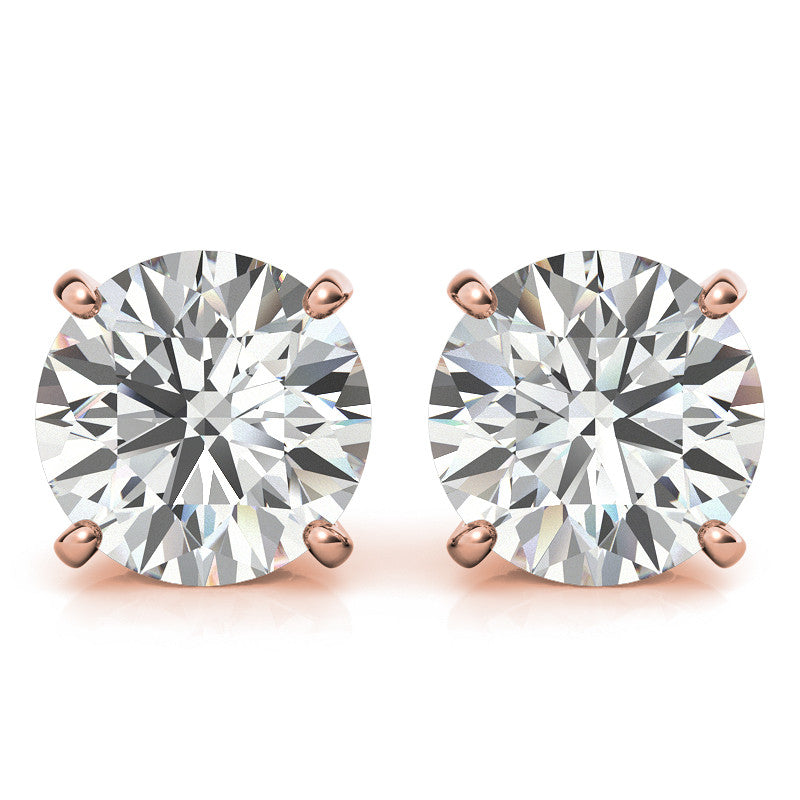 Fleur-de-lis Round Moissanite Stud Earrings