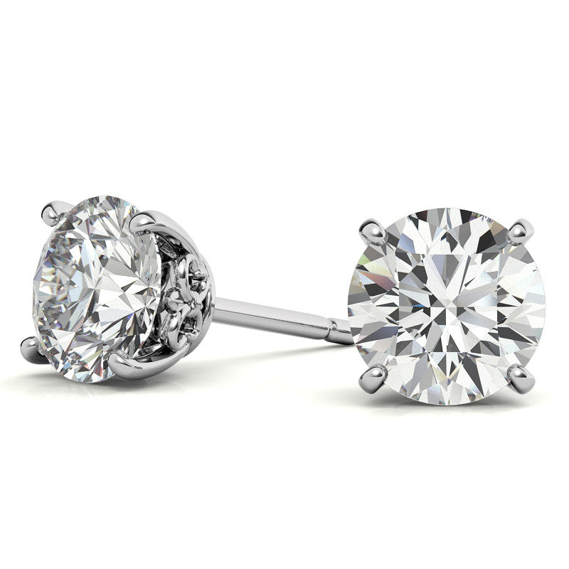 Fleur-de-lis Round Moissanite Stud Earrings