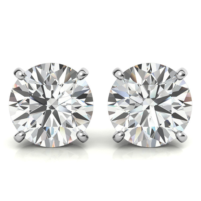 Fleur-de-lis Round Moissanite Stud Earrings