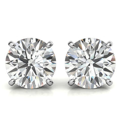 Fleur-de-lis Round Moissanite Stud Earrings