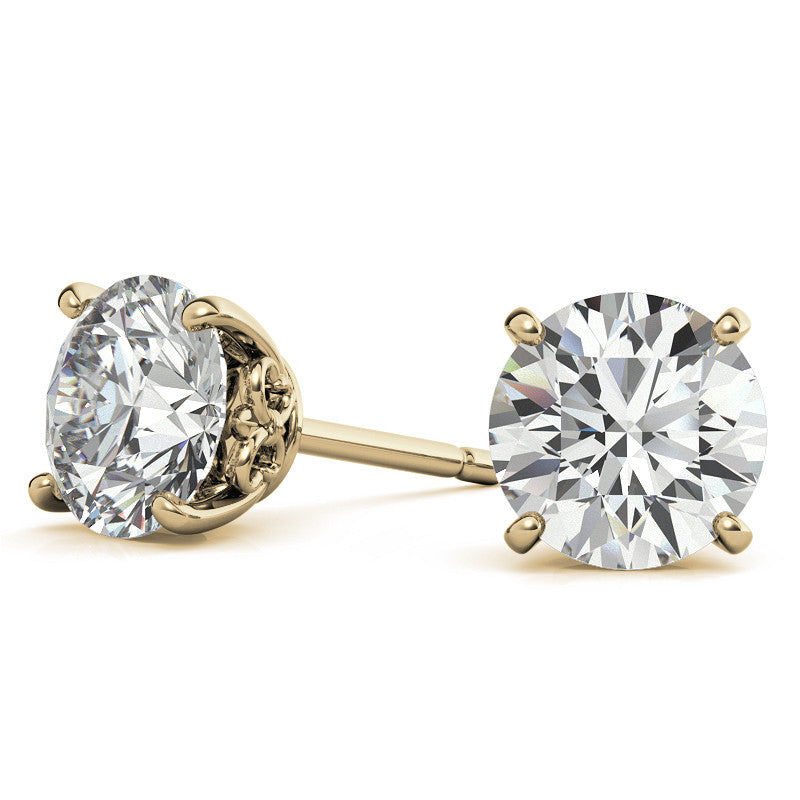 Fleur-de-lis Round Moissanite Stud Earrings