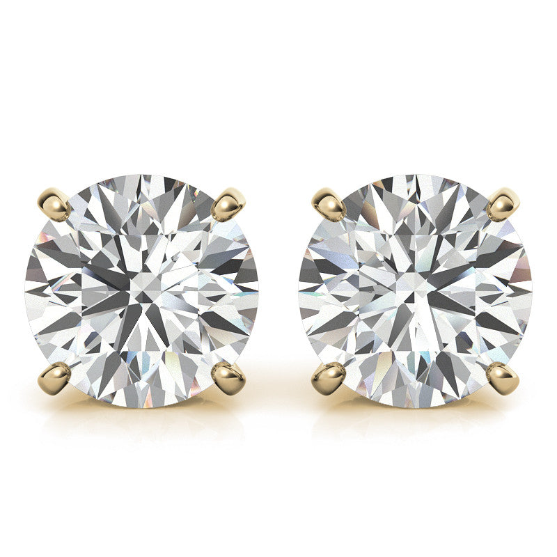 Fleur-de-lis Round Moissanite Stud Earrings