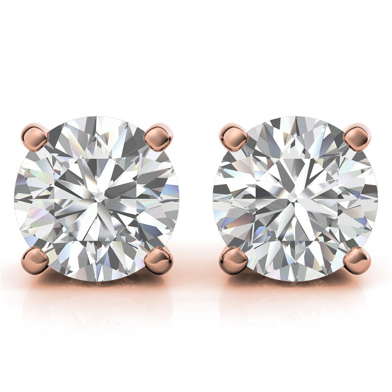 Round H&A Moissanite Earrings w/ Pave Diamond Basket