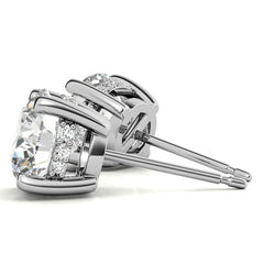 Round H&A Moissanite Earrings w/ Pave Diamond Basket