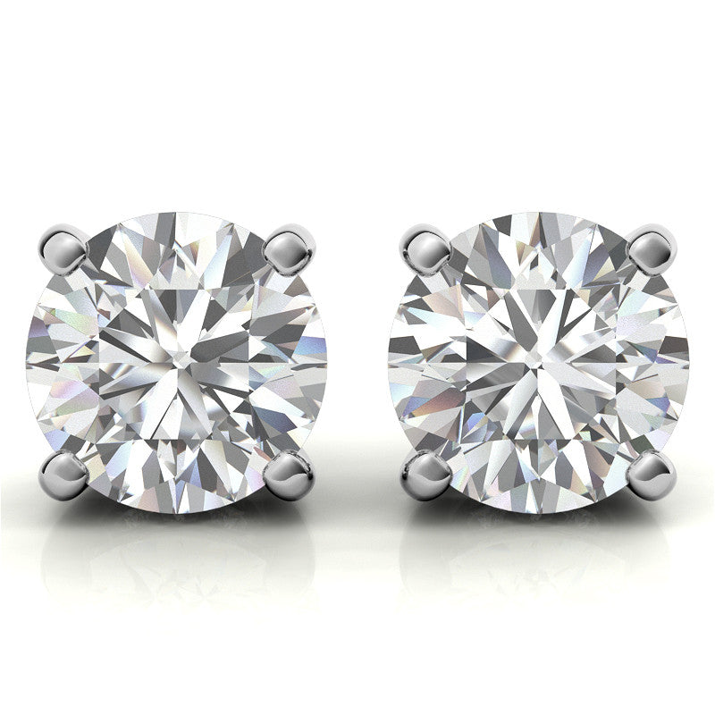Round H&A Moissanite Earrings w/ Pave Diamond Basket
