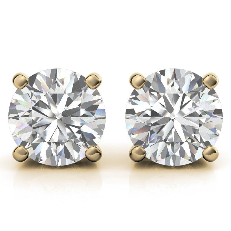 Round H&A Moissanite Earrings w/ Pave Diamond Basket