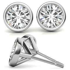 Bezel Martini Round H&A Moissanite Stud Earrings