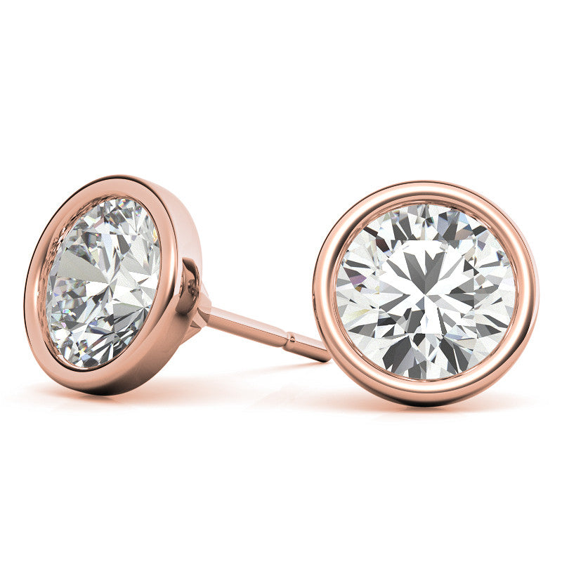Bezel Martini Round H&A Moissanite Stud Earrings