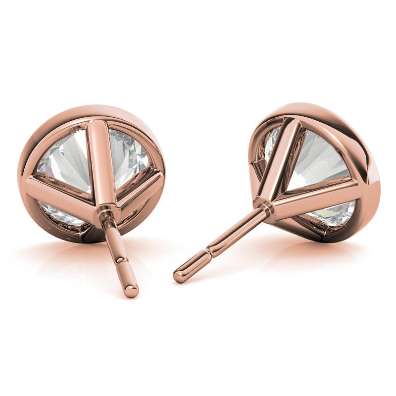 Bezel Martini Round H&A Moissanite Stud Earrings