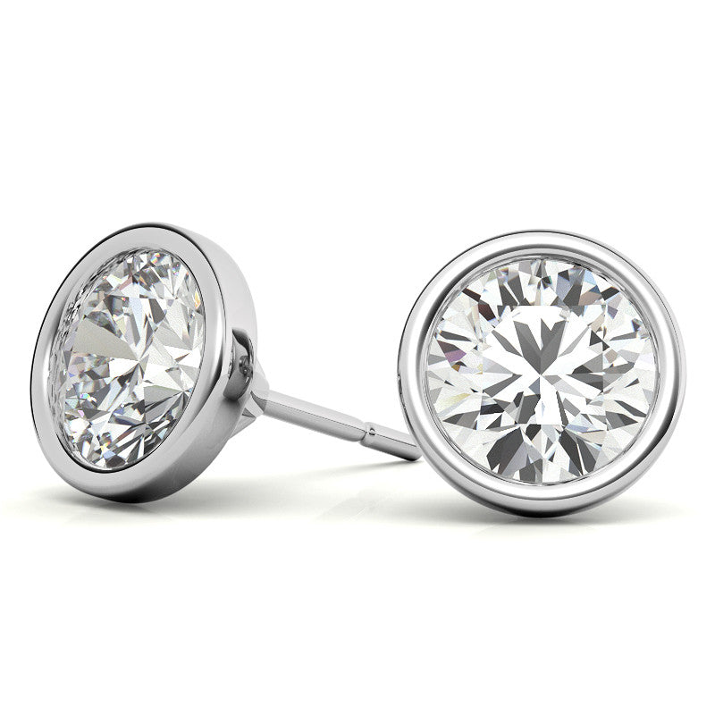 Bezel Martini Round H&A Moissanite Stud Earrings